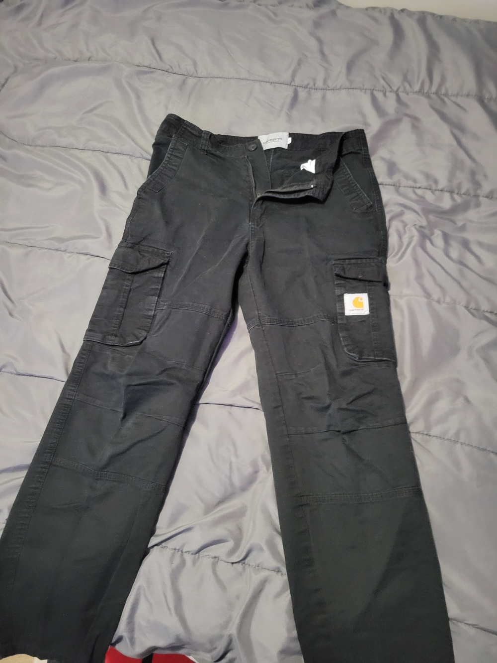 Carhartt Black Utility Cargo Pants with Logo Patch